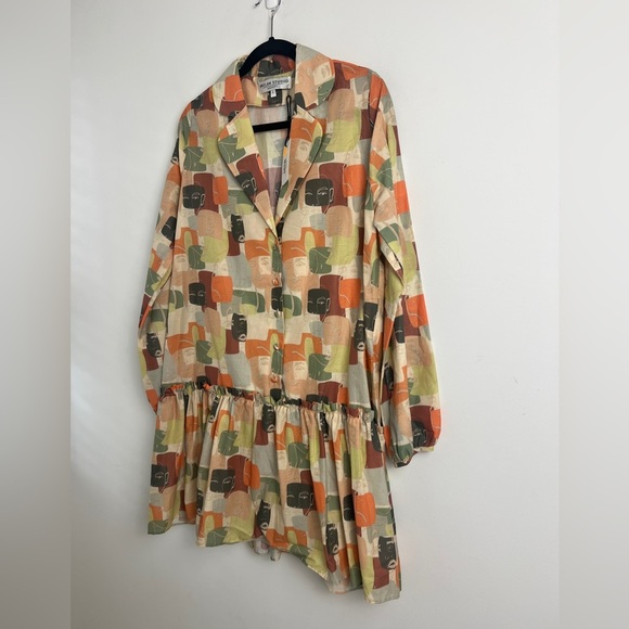 NEW Inclan Studio Windsor 100% Cotton Colorful Abstract Print Shift Dress M & L - Picture 4 of 14